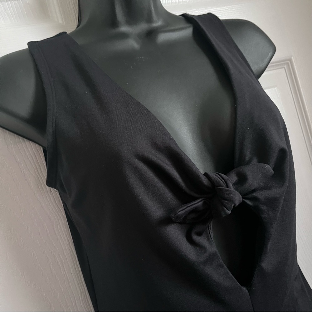 Y2K Matrix Top Black Tie Open Front Women Small cami tank sleeveless vintage - Picture 2 of 4